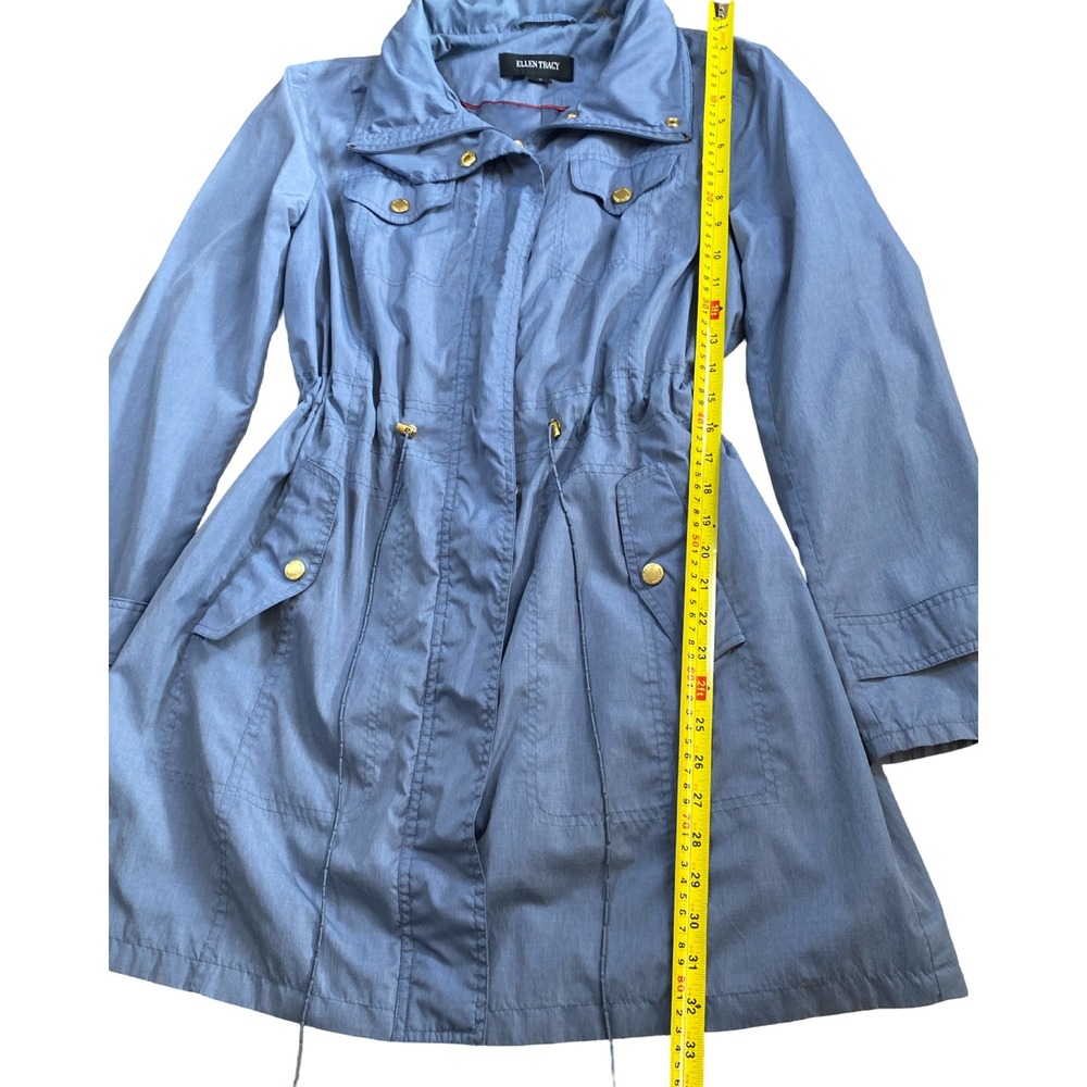 Ellen Tracy Womens Blue Hooded Anorak Jacket Drawstring‎ Waist Size Large - Picture 12 of 12